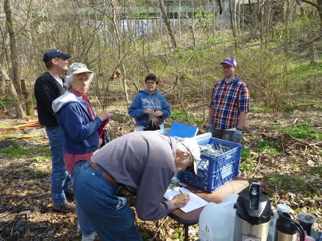 Volunteer sign-in for Cresheim Trail work day